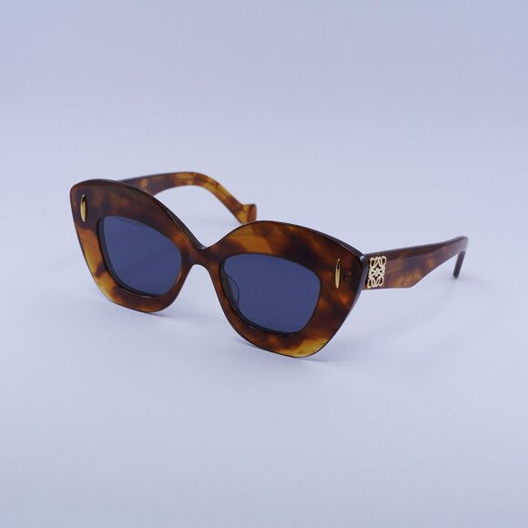 Loewe LW40127I 53V Sunglasses Blonde Havana Cat Eye Frame, Blue Lenses - Picture 1 of 11